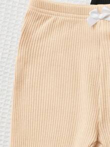 SHEIN 女小童3入組前蝴蝶結木耳邊騎行褲