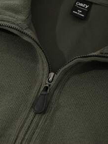 DAZY Nam Một nửa khóa kéo Thả vai Túi kangaroo Áo nỉ - màu xanh lá - Xem 3