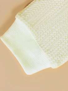 Baby Girls Letter Graphic Ribbed Knit Bodysuit - Apricot - View 3