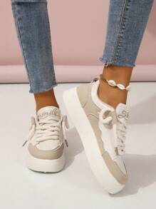 Fall/Winter Fashionable Colorblock Sneakers - Khaki - View 3