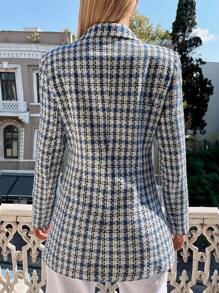 RueChic Plaid Double Breasted Blazer - Multicolor - View 2