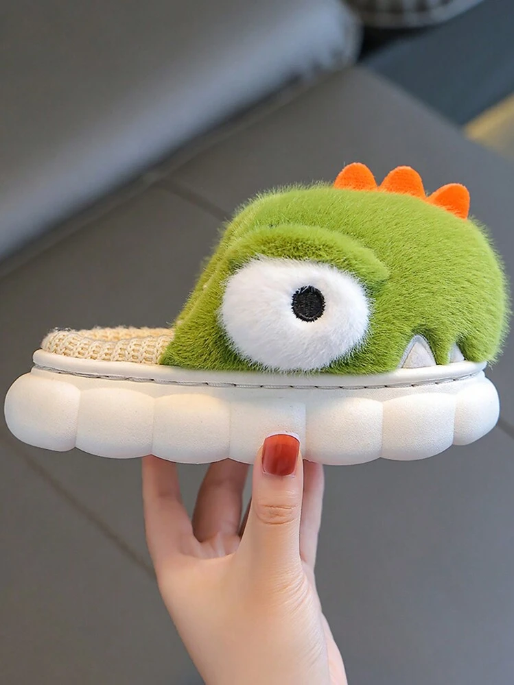Dinosaur Shaped Kids' Slippers, Indoor/outdoor, Warm, Non-slip, Children/babies' House Shoes - Green - View 6
