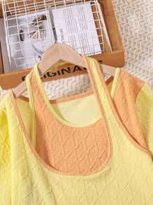 SHEIN 女大童撞色T恤和和半身裙