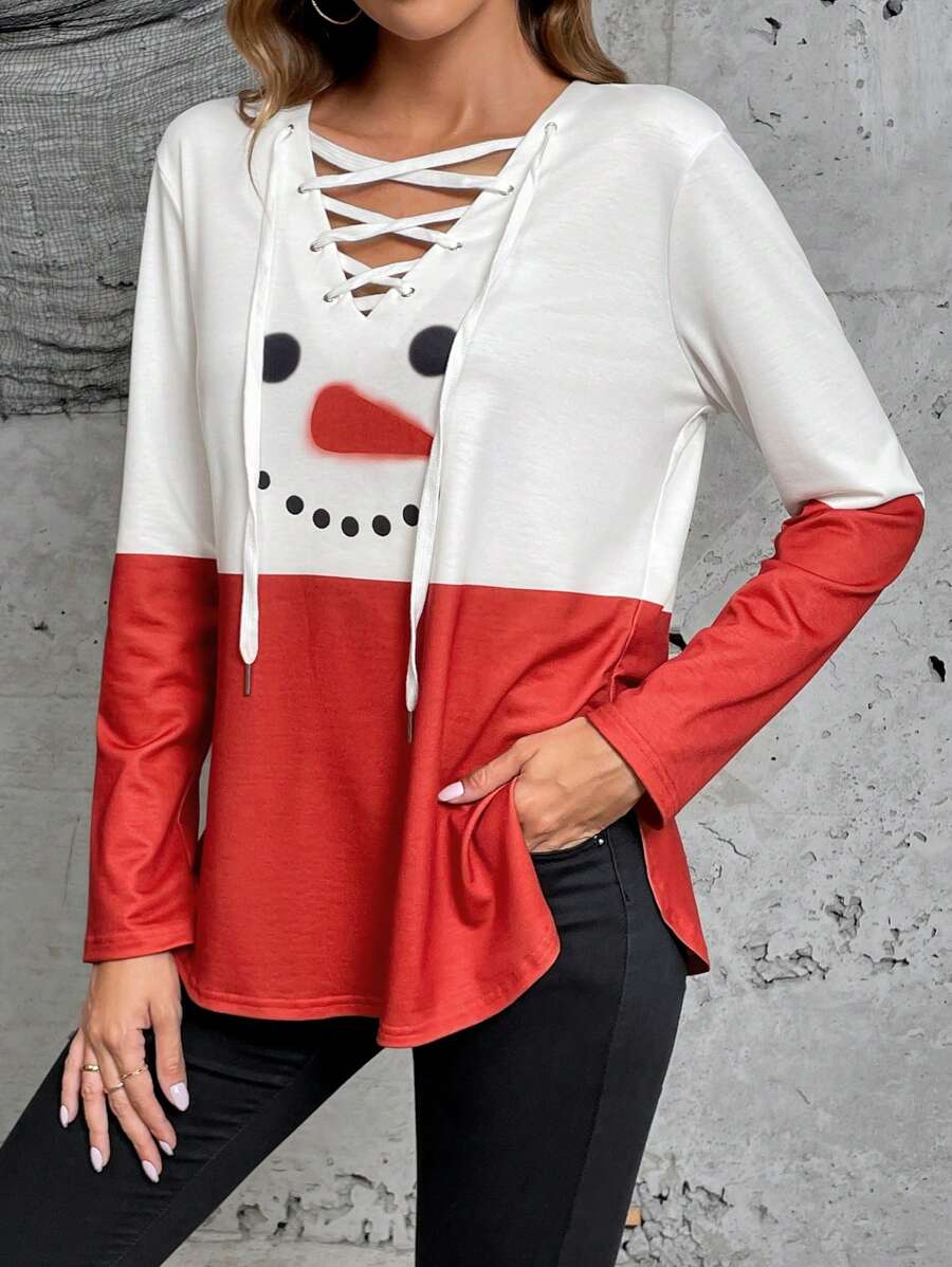 SHEIN Unity 雙色前繫帶T恤 - 彩色 - 查看 1