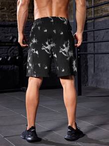 Men Tie Dye Drawstring Waist Sports Shorts