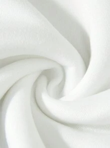 SHEIN EZwear 字母圖案加絨內裏運動衫 - 白色 - 查看 5