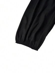 SHEIN Clasi Halloween Plus Skeleton Print Sweetheart Neck Lantern Sleeve Dress - Black - View 4