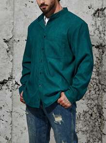 Manfinity Homme Bărbați Plus cămașă cu nasturi unite în față