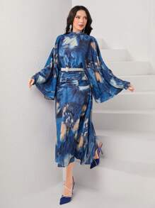 Modelyn Váy xếp ly tay áo cánh dơi in toàn bộ - Nhiều màu - Xem 3