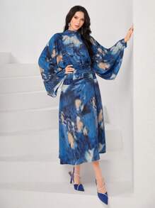 Modelyn Váy xếp ly tay áo cánh dơi in toàn bộ - Nhiều màu - Xem 1