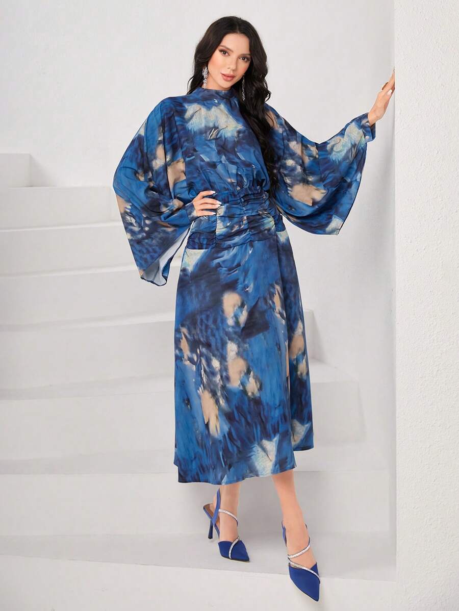 Modelyn Váy xếp ly tay áo cánh dơi in toàn bộ - Nhiều màu - Xem 1