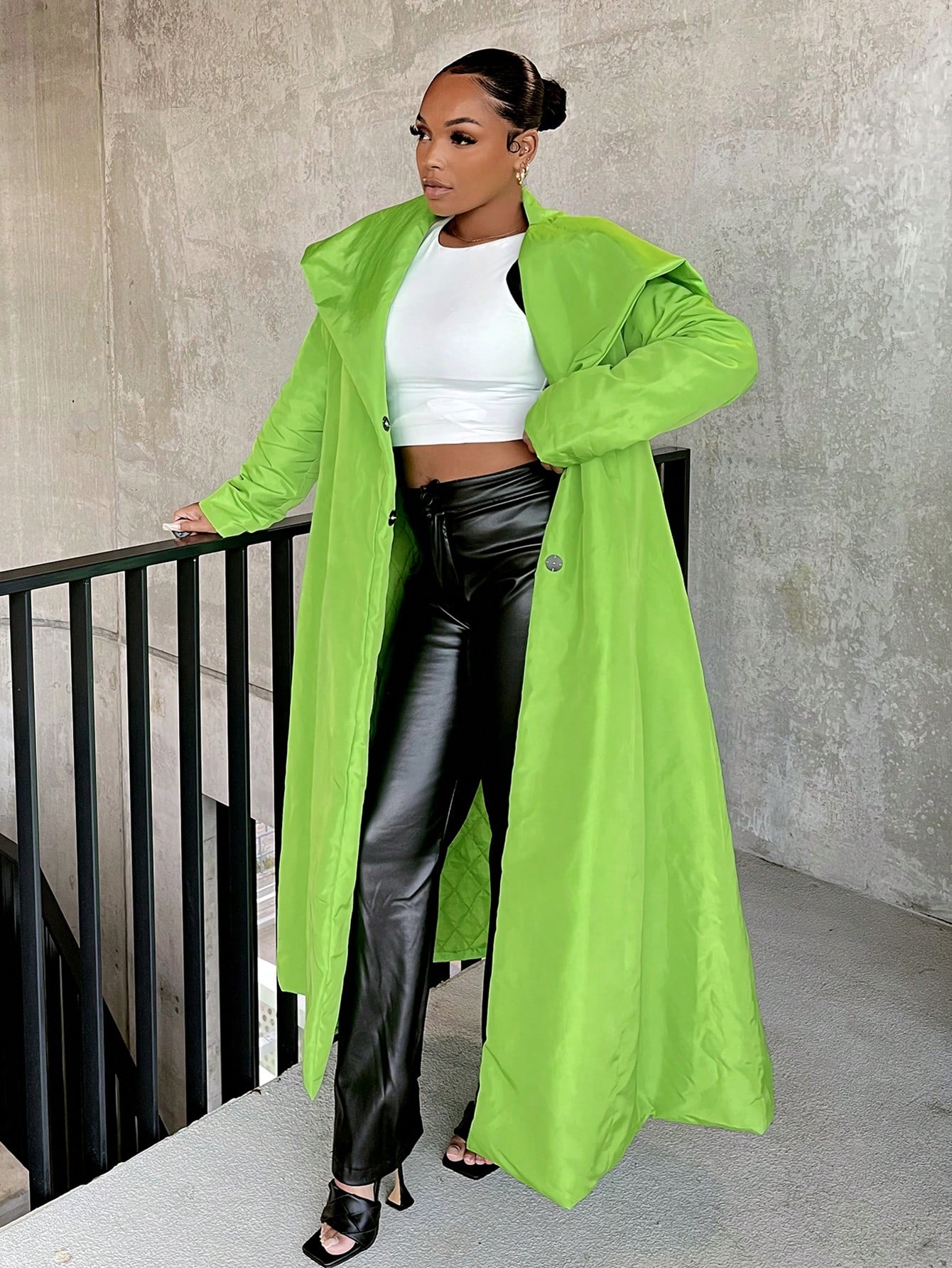 SHEIN SXY Waterfall Collar Longline Winter Coat SHEIN UK