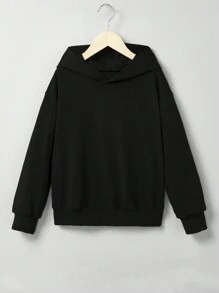 Tween Boy Slogan Graphic Drop Shoulder Hoodie - Black - View 2