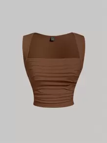 SHEIN MOD Square Neck Ruched Tank Top