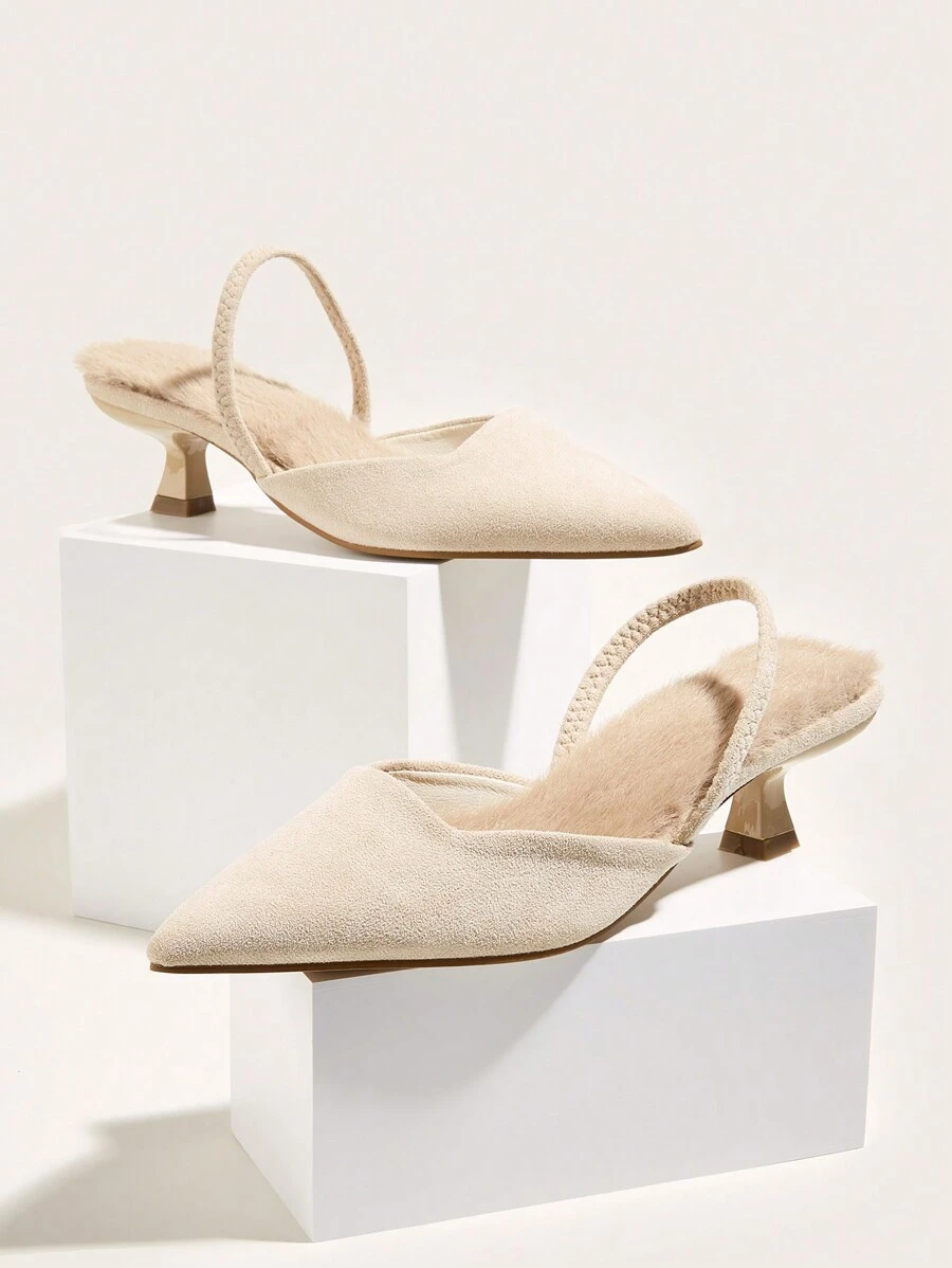 Fashionable Back Strap High Heels - Apricot - View 1