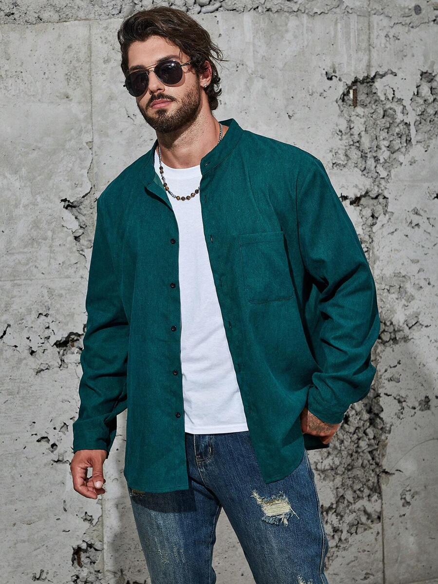 Manfinity Homme Bărbați Plus cămașă cu nasturi unite în față