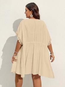 SHEIN VCAY Kimono con maniche a pipistrello, laccetti frontali, taglie comode, per l'estate