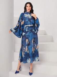 Modelyn Váy xếp ly tay áo cánh dơi in toàn bộ - Nhiều màu - Xem 4