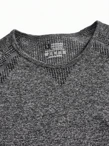 SHEIN Maternity Marled Knit Raglan Sleeve Tee - Grey - View 5