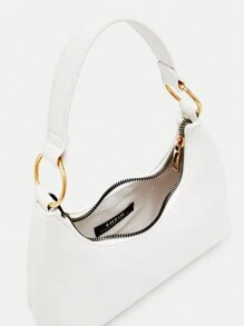 SHEIN X Galloways Túi đeo vai trung bình Màu trơn Phong cách tối giản - trắng - Xem 6