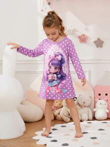 女小童卡通圖案波卡圓點睡裙