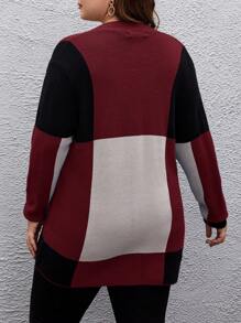 EMERY ROSE Áo khoác cardigan thiết kế thường ngày Colorblock cỡ lớn cho mùa thu/đông - Nhiều màu - Xem 2