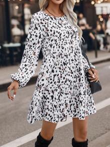 SHEIN LUNE 滿版印花娃娃裙 - 白色 - 查看 3