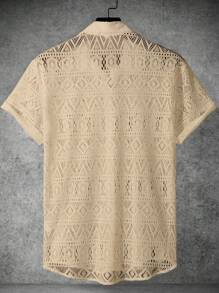 Manfinity RSRT Men Hollow Out Button Up Shirt - Apricot - View 2