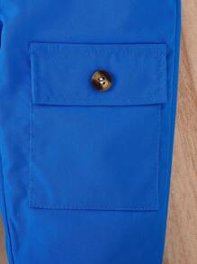 Baby Girl Asymmetrical Neck Tee & Flap Pocket Pants & Belt Bag - Royal Blue - View 7