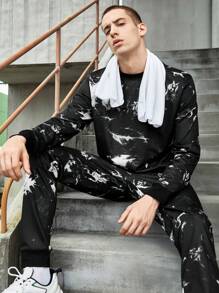 Gym Rark Boyfriend Style Men Tie Dye Sports Sweatshirt & Sweatpants, Athletic Suit, Tracksuit Workout Set Gym Set Workout Set - Multicolor - View 7
