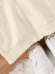 SHEIN Áo nỉ tay trễ vai có túi kangaroo cho bé gái tuổi teen (1 chiếc) - trắng - Xem 6