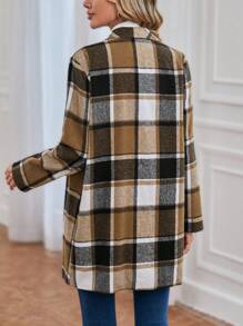 EMERY ROSE Áo khoác kẻ sọc cổ thác nước - Nhiều màu - Xem 3