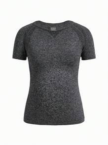 SHEIN Maternity Marled Knit Raglan Sleeve Tee - Grey - View 3