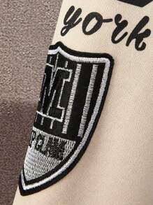 Manfinity Campus Court Aesthetic Post--Loose Fit Men's Long Sleeve Letter Graphic Colorblock Drop Shoulder Varsity Jacket Without Hoodie, For Fall - Multicolor - View 6