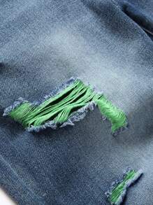 Men Ripped Washed Jeans - Medium Wash - View 4