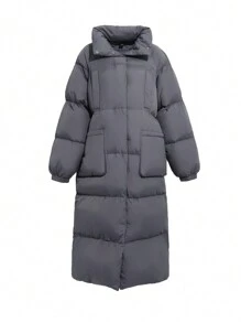 DAZY Long Thick Padded Coat For Women Winter - Dark Grey - View 8