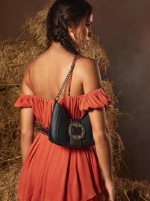 SHEIN VCAY 黑色復古腋下包 - 黑色 - 查看 3