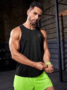 Manfinity Sport Corelite Men Letter Graphic Sports Tank Top - Black - View 5