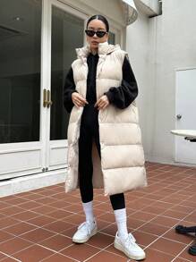 DAZY Weste mit durchgehendem Knopfverschluss, gepolsterte Taschen, Damen Wintermantel