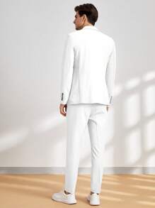 Manfinity VCAY Hombres Set traje Pantalones con blazer unicolor - Blanco - Ver 2