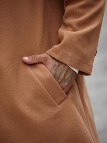 Manfinity Homme 男士西裝領單排釦花呢外套 - 棕色 - 查看 3