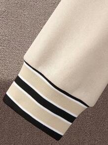 Manfinity Campus Court Aesthetic Post--Loose Fit Men's Long Sleeve Letter Graphic Colorblock Drop Shoulder Varsity Jacket Without Hoodie, For Fall - Multicolor - View 3