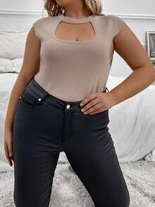 SHEIN 大碼針織上衣 - 卡其色 - 查看 8