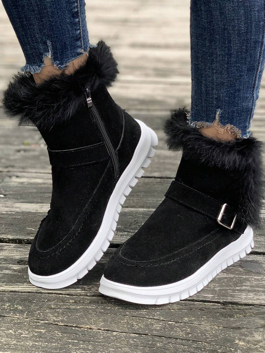 Botas De Nieve De Moda Para Mujer Para El Invierno. - Negro - Ver 1