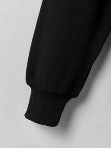 Tween Boy Slogan Graphic Drop Shoulder Hoodie - Black - View 4