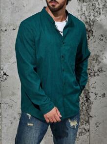 Manfinity Homme Bărbați Plus cămașă cu nasturi unite în față