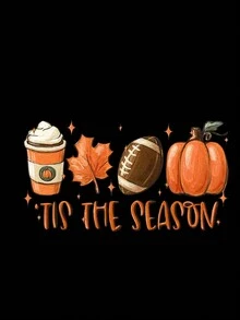 SHEIN EZwear Plus Size Pumpkin And Slogan Graphic Kangaroo Pocket Drawstring Thermal Sweatshirt - Black - View 5