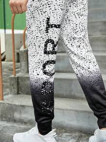 Manfinity Sport Corelite 1pc Letter Graphic Sports Pants Sweat Pants - Black and White - View 3