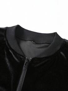 Manfinity Homme Nam Dây kéo Nhung Áo khoác bomber - màu đen - Xem 3