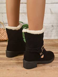Botas De Nieve Antideslizantes Cálidas De Moda Para Mujer - Negro - Ver 3